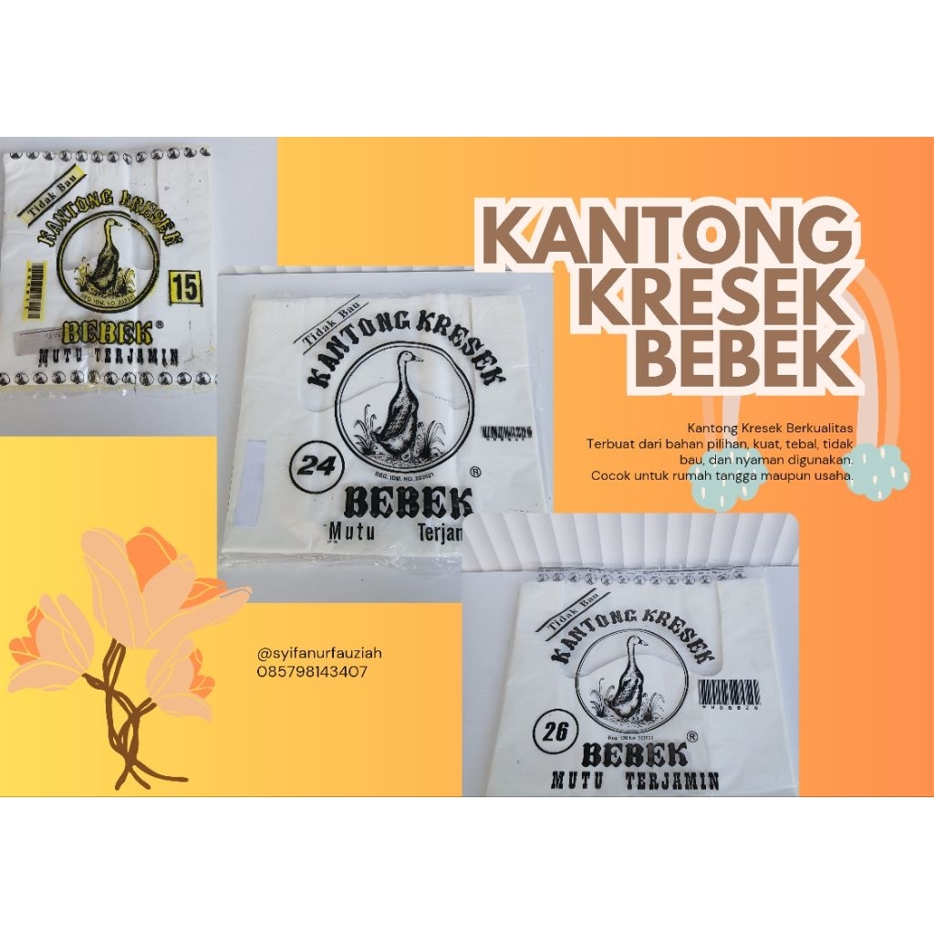 Kantong Kresek Cap Bebek Warna Putih Ukuran 15, 24, 26