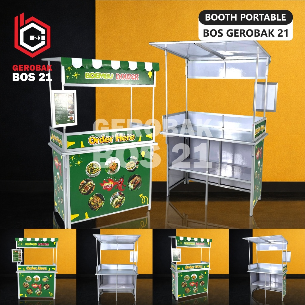 Booth Portable Model Sekat Atap Gerobak Lipat Untuk Jualan / Dagang Bos Gerobak 21
