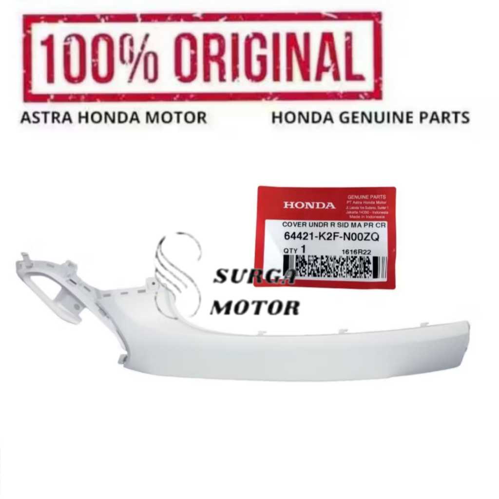 Cover Bawah Kanan Putih Motor Honda Scoopy K2F 2020 2021 2022 2023 2024 64421K2FN00ZQ 64421-K2F-N00Z