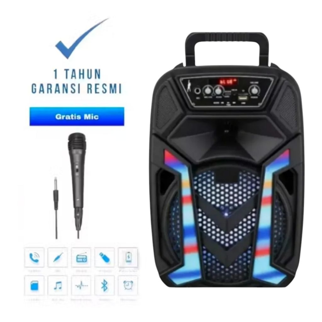 Speaker Bluetooth Kimiso 8.8inc Speaker Bluetooth Subwoofer aktif 7801 Super Bass Speaker karoeke FM