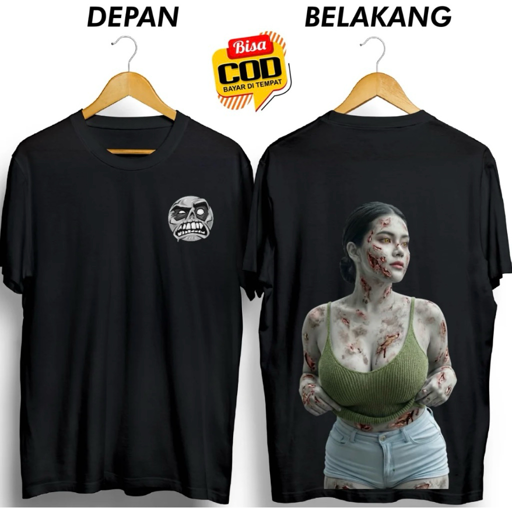 KAOS DISTRO PRIA HANTU CEWE CANTIK SEKSI DTF