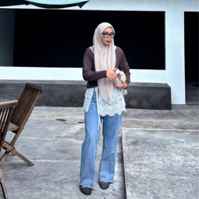 lace/burkat skirt layer lace korea inner panjang rok penutup