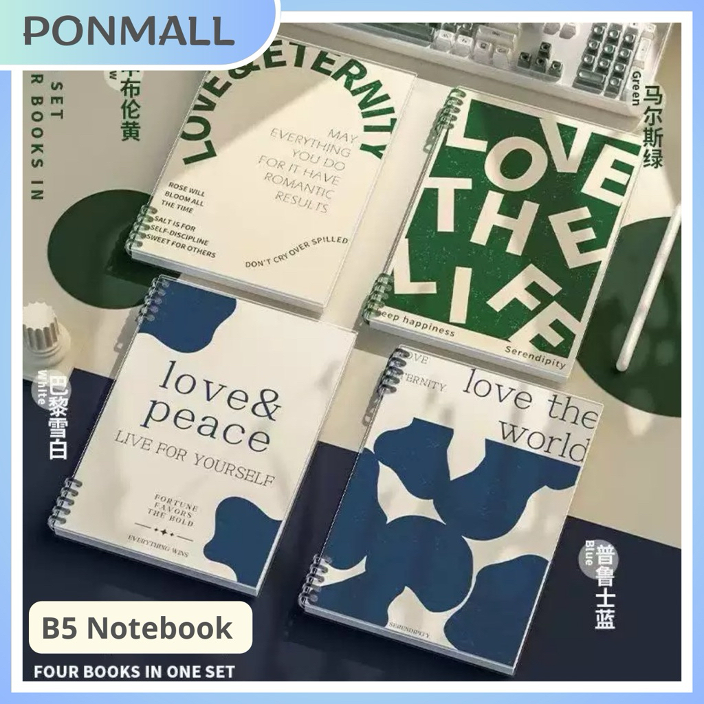 PONMALL- Notebook Binder Aesthetic B5 Buku Tulis Estetik B5 Binder Aesthetic 360 derajat dapat di-re