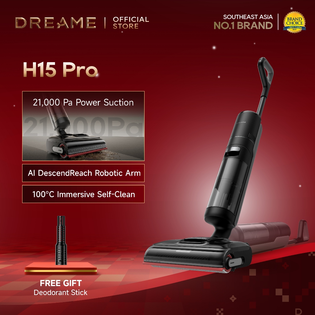 Dreame H15 Pro Wet & Dry Vacuum | 21,000Pa Suction | AI Robotic Arm | 180° Lie-Flat | 100°C Self-Cle