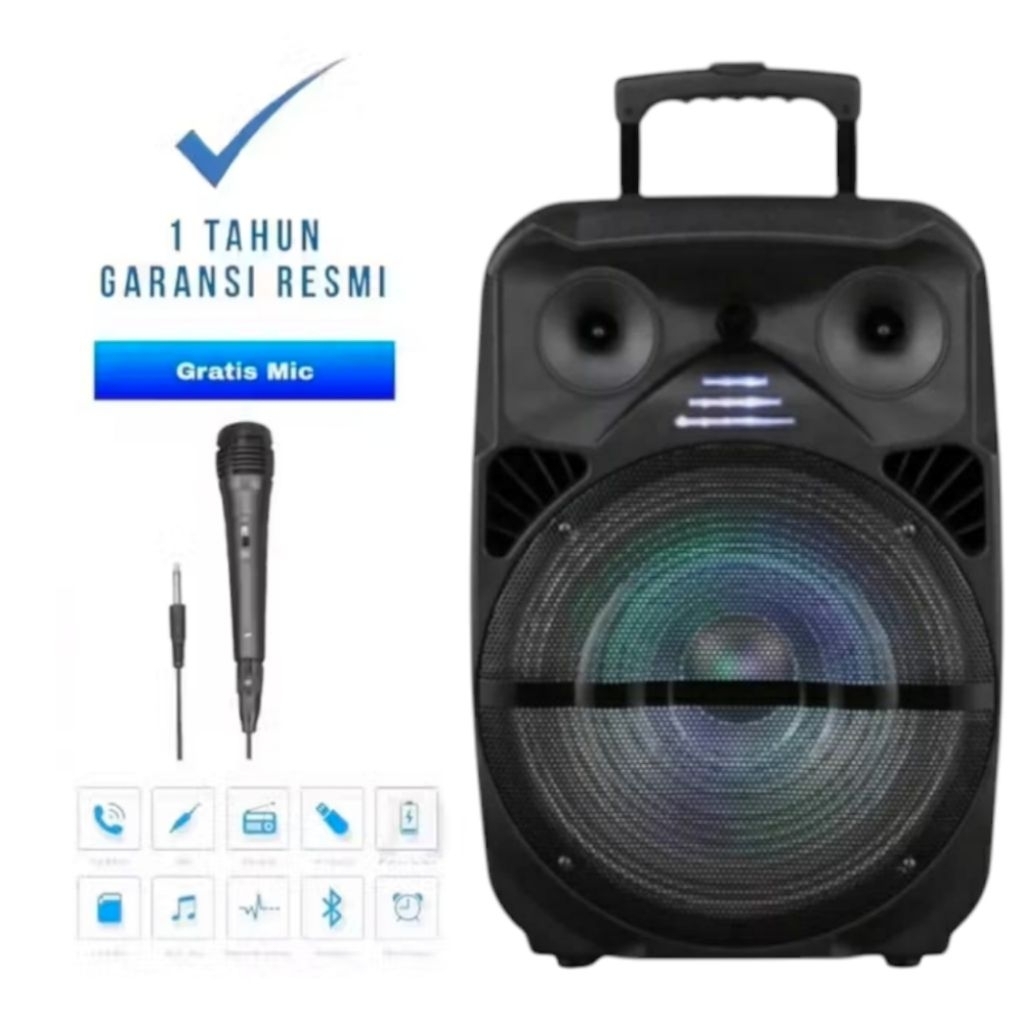 Salon Aktif Pembesar Suara Portable Ukuran Besar 8Inch Type 7801 Free Microphone + Remote / Speaker 