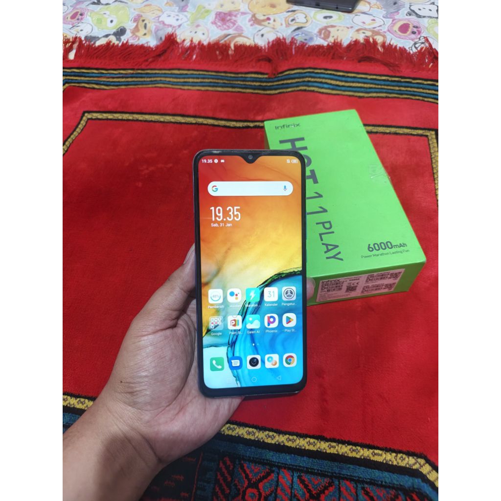 infinix hot 11 play 32gb ram 3gb garansi resmi hp bekas murah