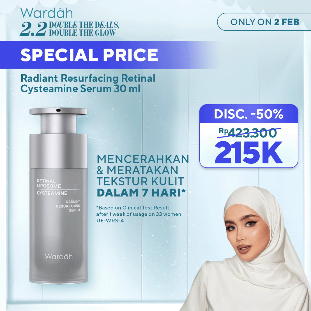 WARDAH Radiant Resurfacing Retinal Cysteamine Serum 30 ml - serum mencerahkan wajah, serum brighteni
