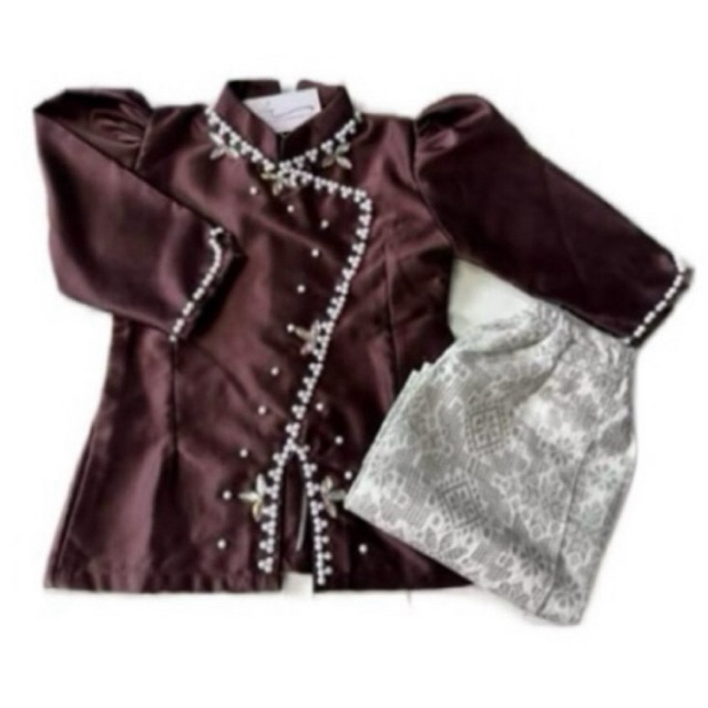 baju setelan anak rok songket putih/baju setelan kebaya anak rok songket putih