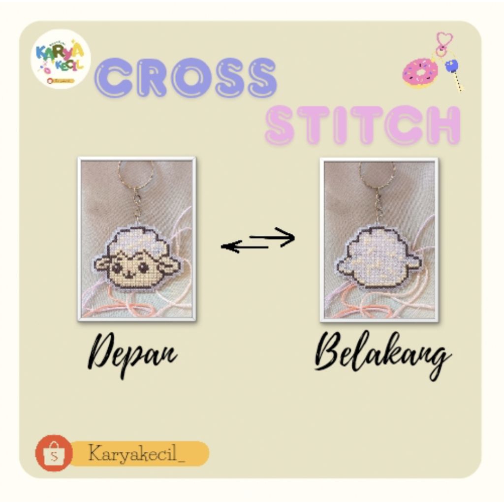 Gantungan kunci handmade - keychain cross stitch - hewan