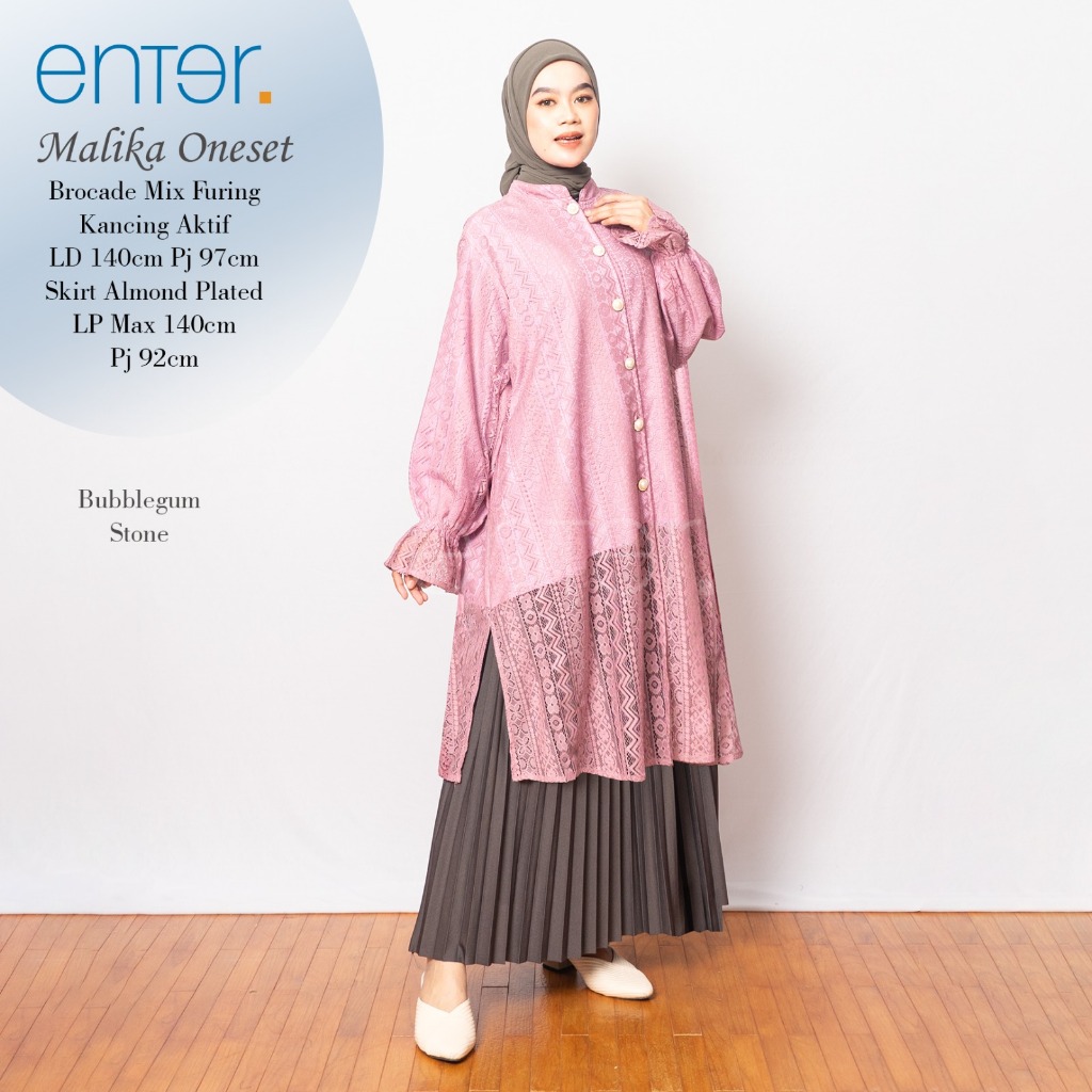 enter atasan jumbo wanita kekinian ld 140 malika tunik bermotif mat brocade mix furing