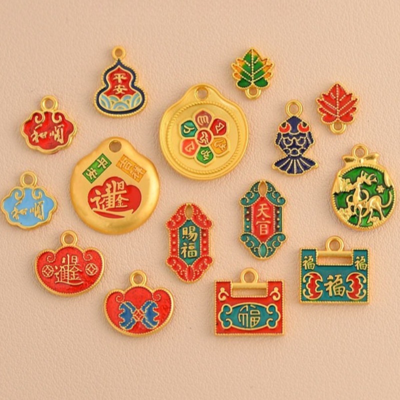 2pcs Copper alloy gold-plated golden fu lock peace jade dragon koi fish daily fortune-generating pen