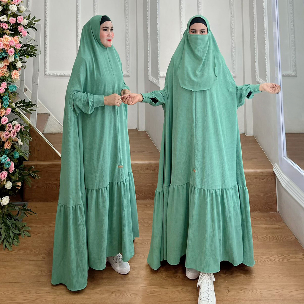 Hijab Jumbo Syari Langsung Kaya Gamis Kode LONGRUT Bahan Kringkel Premium By Ory AjeZas Collection