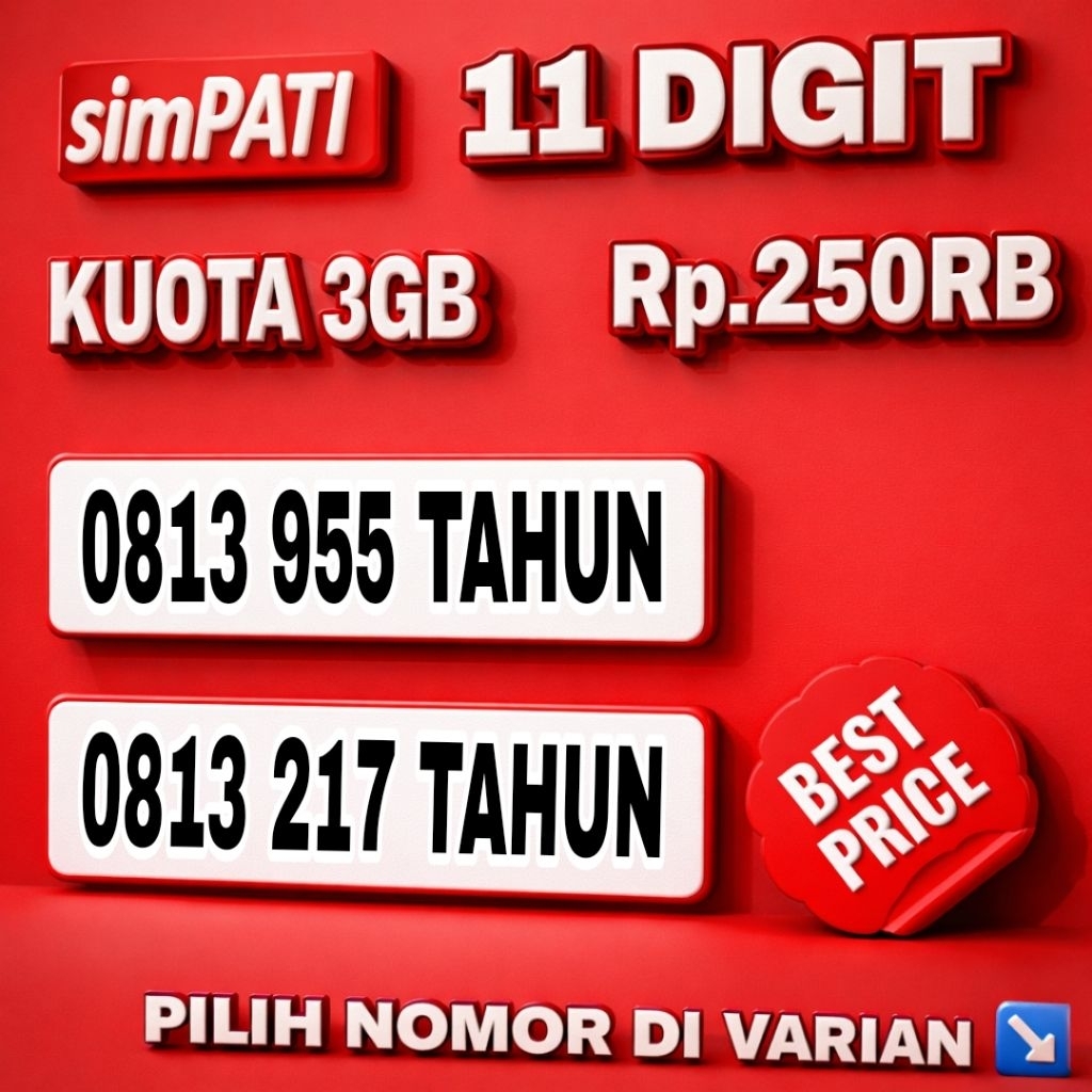 nomor cantik kartu perdana simpati 11 digit prabayar bonus kuota 3GB sudah support jaring 5G