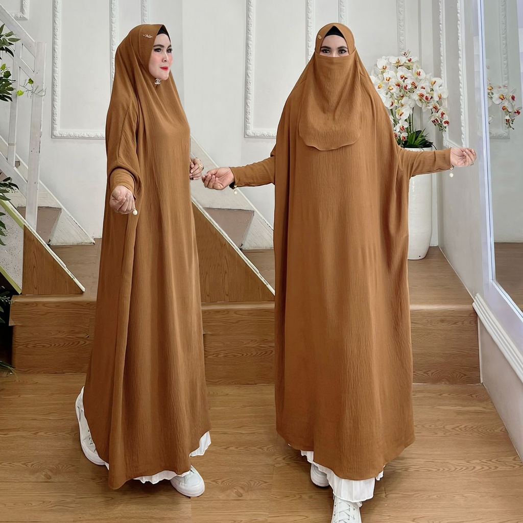 BISA COD Hijab Syari Kode LONGRUS Jumbo Seperti Gamis Bahan Kringkel Premium By AjeZas Collection