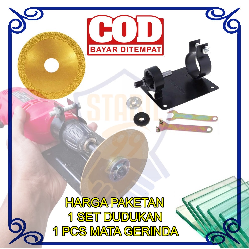 Adaptor Bor Dudukan Mesin Bor Jadi Gerinda Pemotong Kaca Botol Beling Potong Cermin Kaca Akuarium