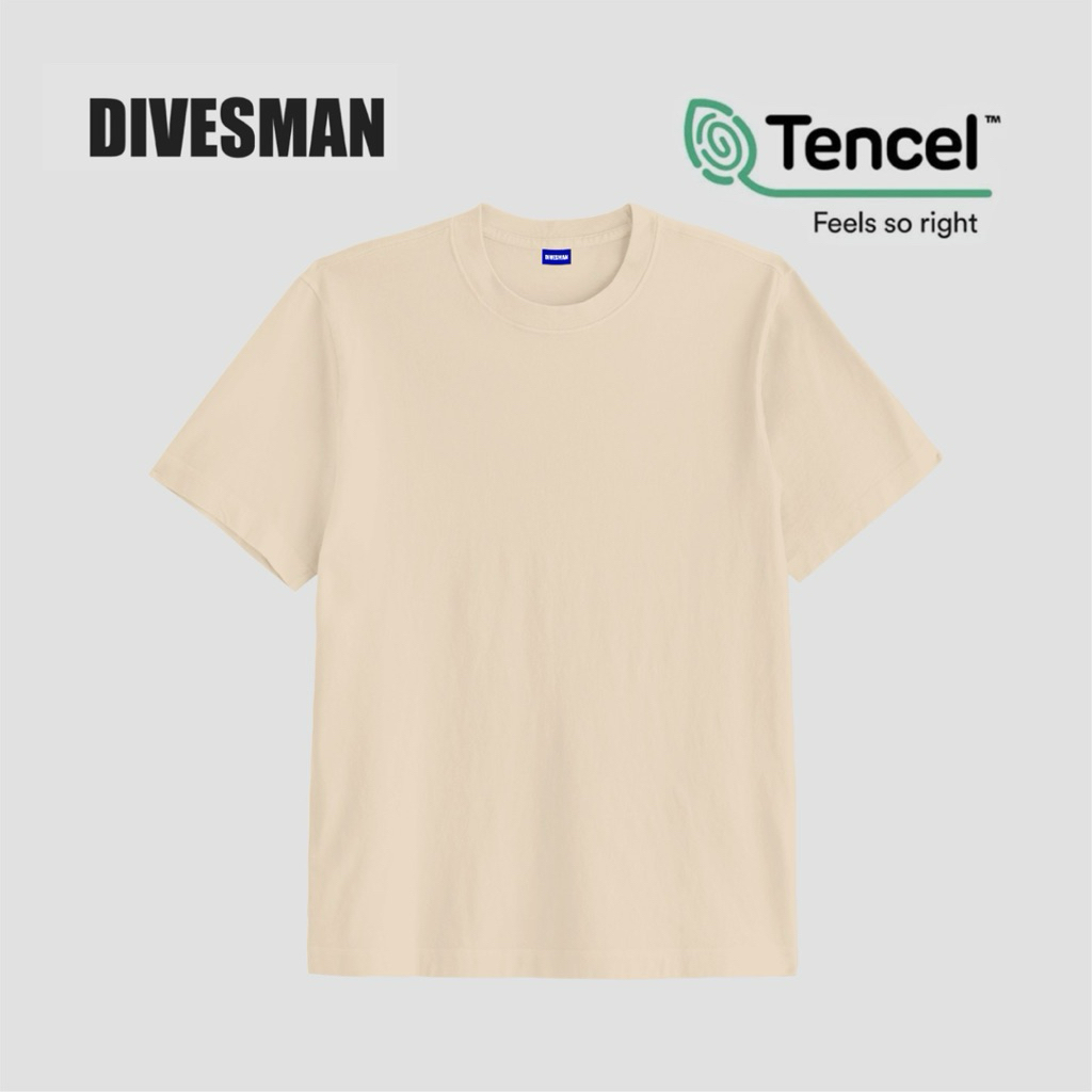 Divesman T-Shirt Kaos Polos Tencel Modal Cream Unisex