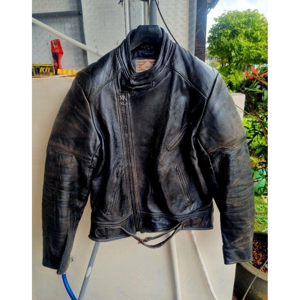 Jaket Kulit Vintage Caferacer Motorcycle Biker Leather Jacket by Driver like Schott RBC Vanson Avire