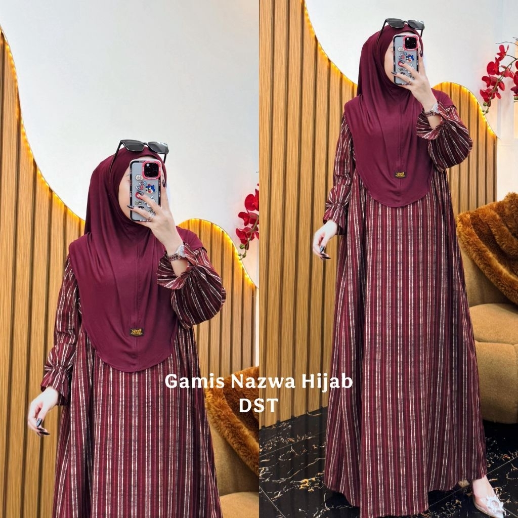 Gamis Nazwa set hijab by dst/Gamis satu set dngn hijab
