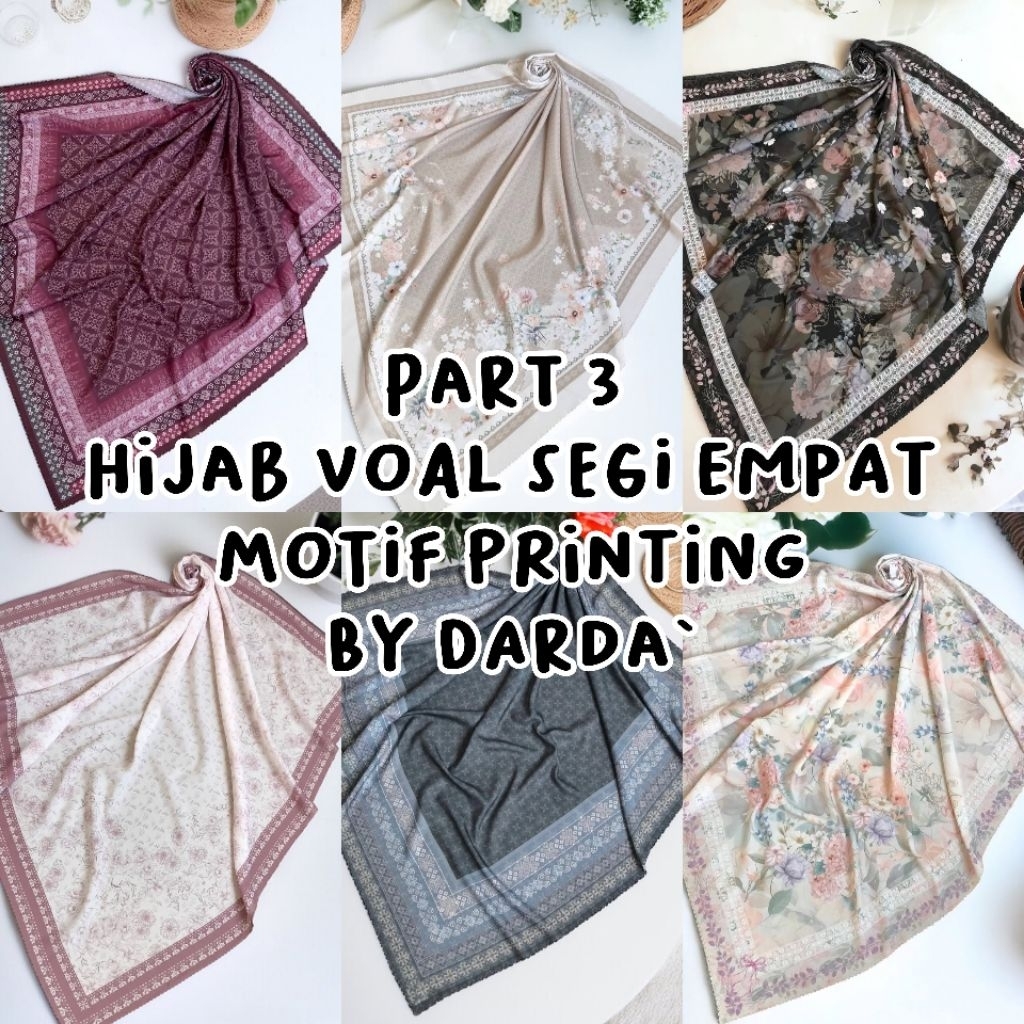 (PART 3) UK 115, 120, 130 CM, KERUDUNG MOTIF SEGI EMPAT BY DARDA`, HIJAB, MOTIF PRINTING PASTEL BAHA