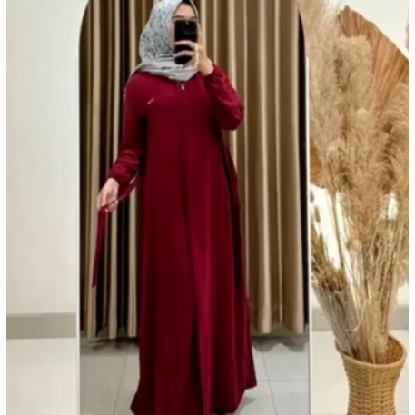 Gamis wanita JUMBO adem dipakai bahan crinkle airflow untuk lebaran
