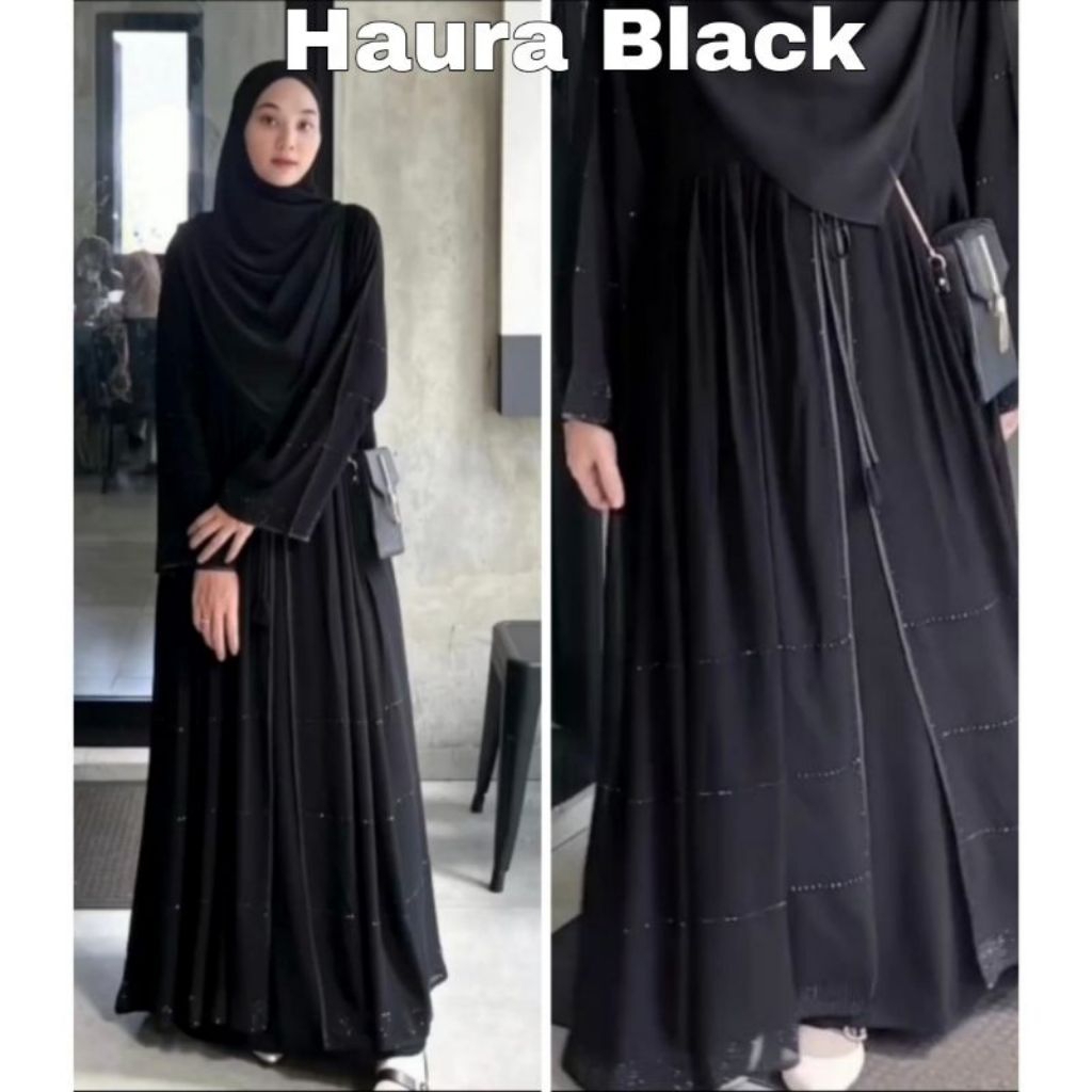 Abaya Busana Gamis Muslimah Haura swaroski black