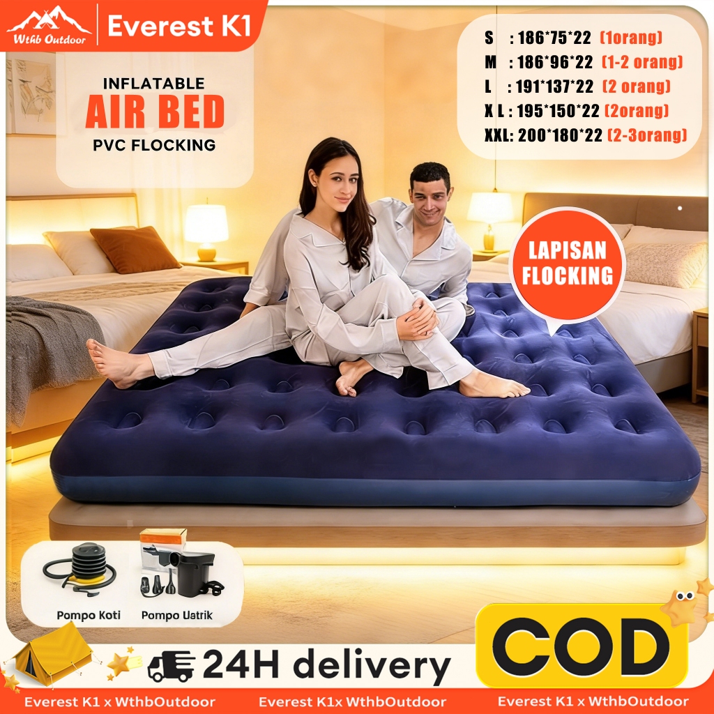 Kasur 1 Set Kasur Angin/ 1 Set Kasur/Kasur Angin/ Air Bed Double Kasur Angin  +pompa/ Paket KasurTiu