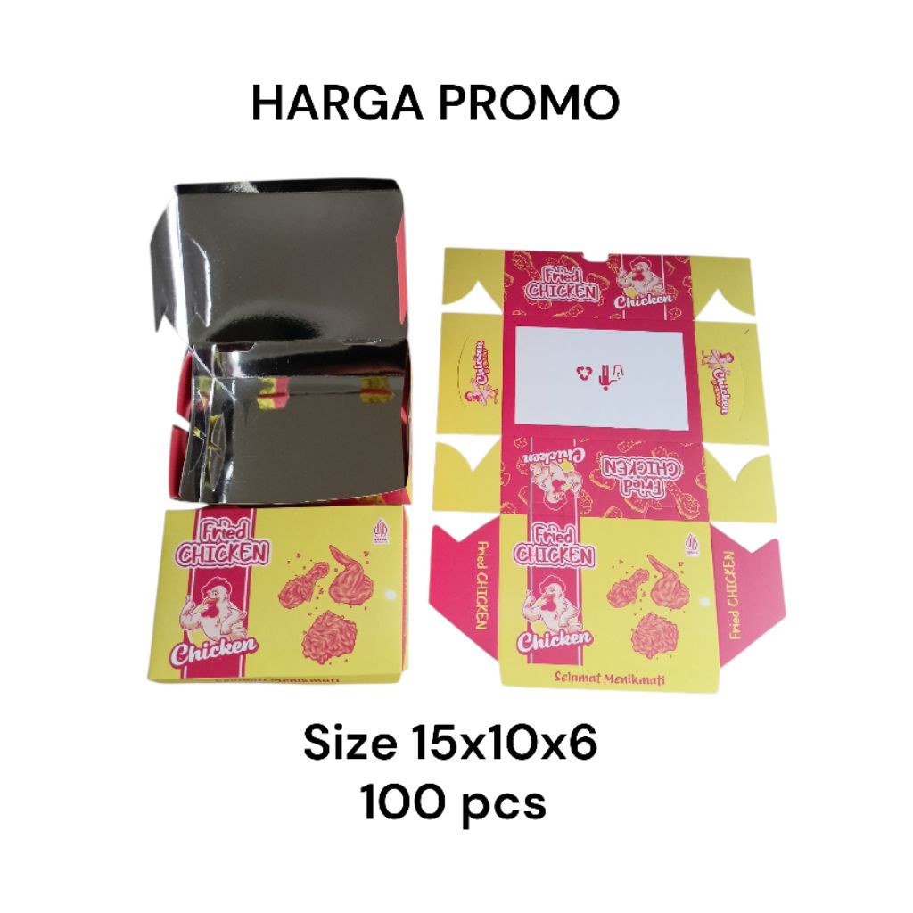 100 LEMBAR BOX KEMASAN FRIED CHICKEN |  KARDUS BOX FRIED CHICKEN