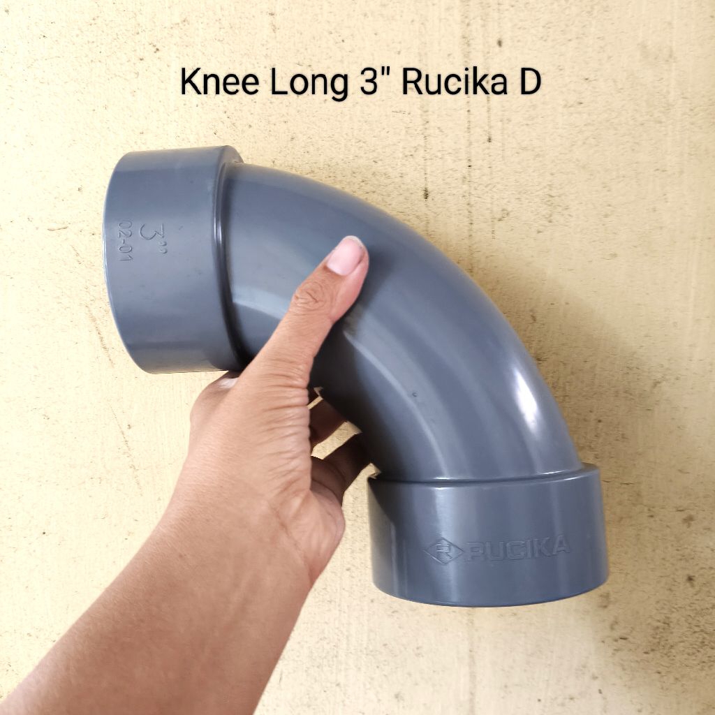 Knee Long 3 inch Rucika D sambungan pipa PVC paralon 3" L Elbow
