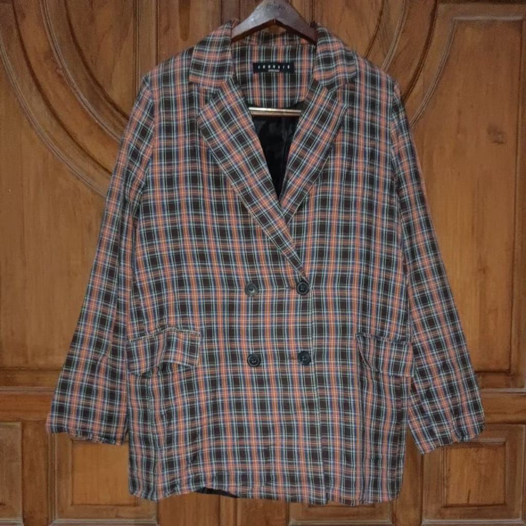 PRELOVED CROQUIS Blazer Formal Wanita Tartan 5 Warna Bigsize LD 106