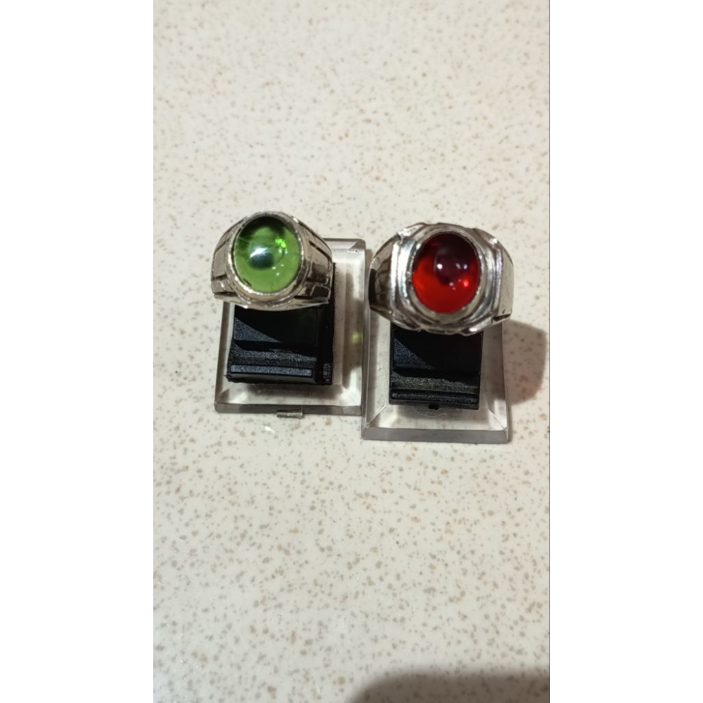 cincin batu zamrud kalimantan, merah delima siam minion ring alpaka super
