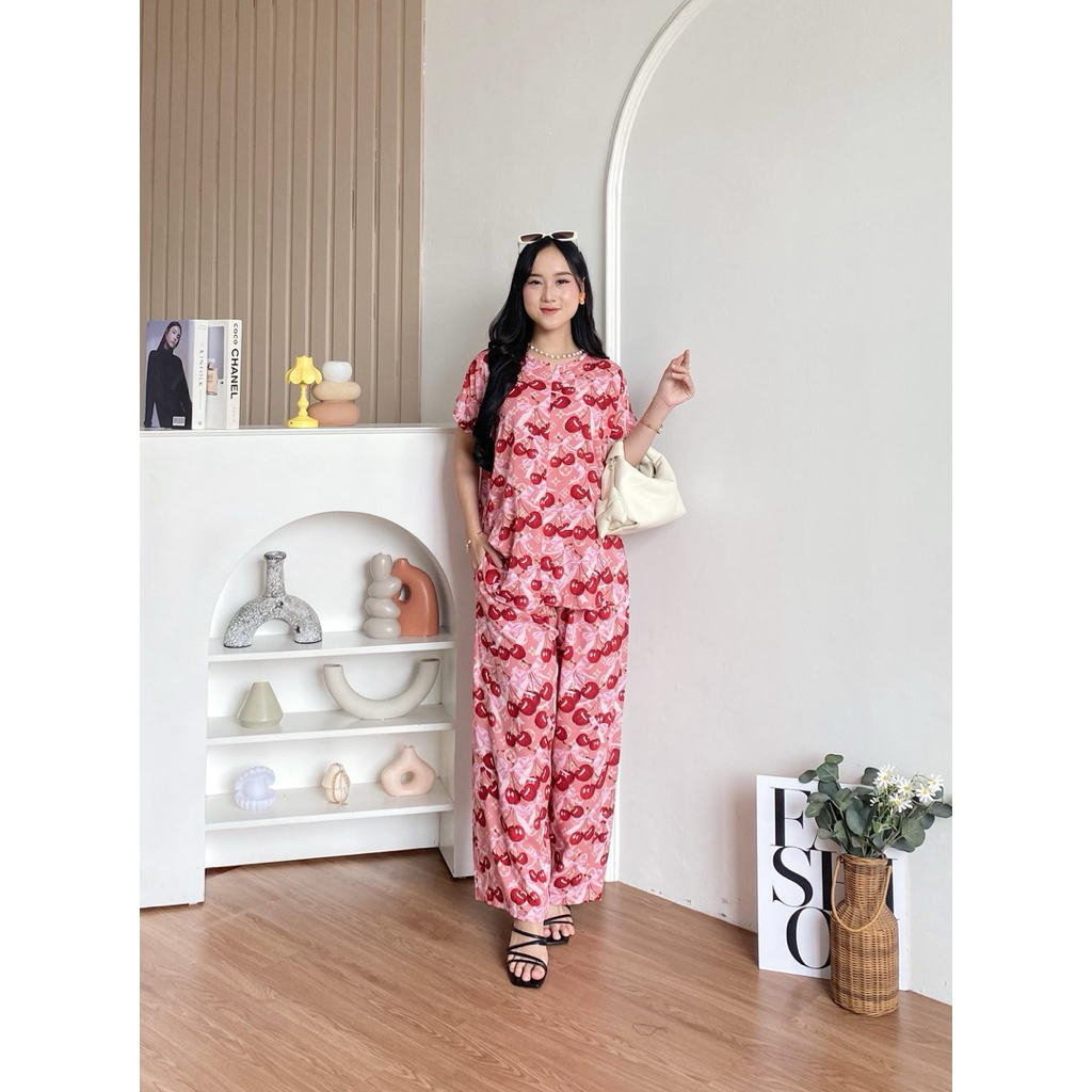 AISHA SET PANJANG / oneset baju pendek + celana panjang best seller