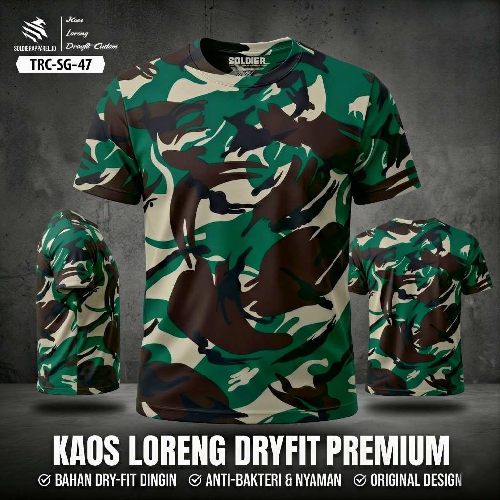 Kaos Loreng Dryfit Premium – Ringan, Adem & Nyaman untuk Aktivitas - Terrain Camo Series