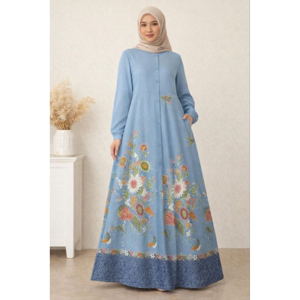 gamis batik mewah simple elegan moderen cocok untuk kondangan terbaru ready jumbo