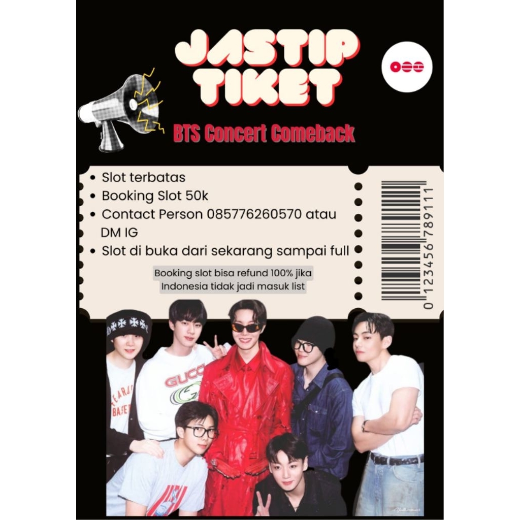 open bookslot jastip tiket konser bts 2026