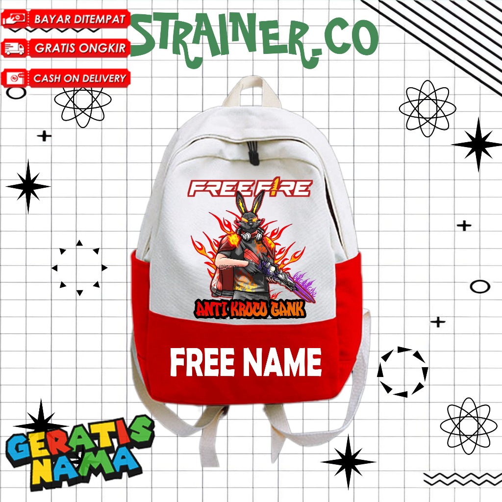 (BISA COD) TAS RANSEL ANAK USIA 3-12 TAHUN FF Free Fire Bundle Kelinci - STRING BAG ANAK LAKI-LAKI P