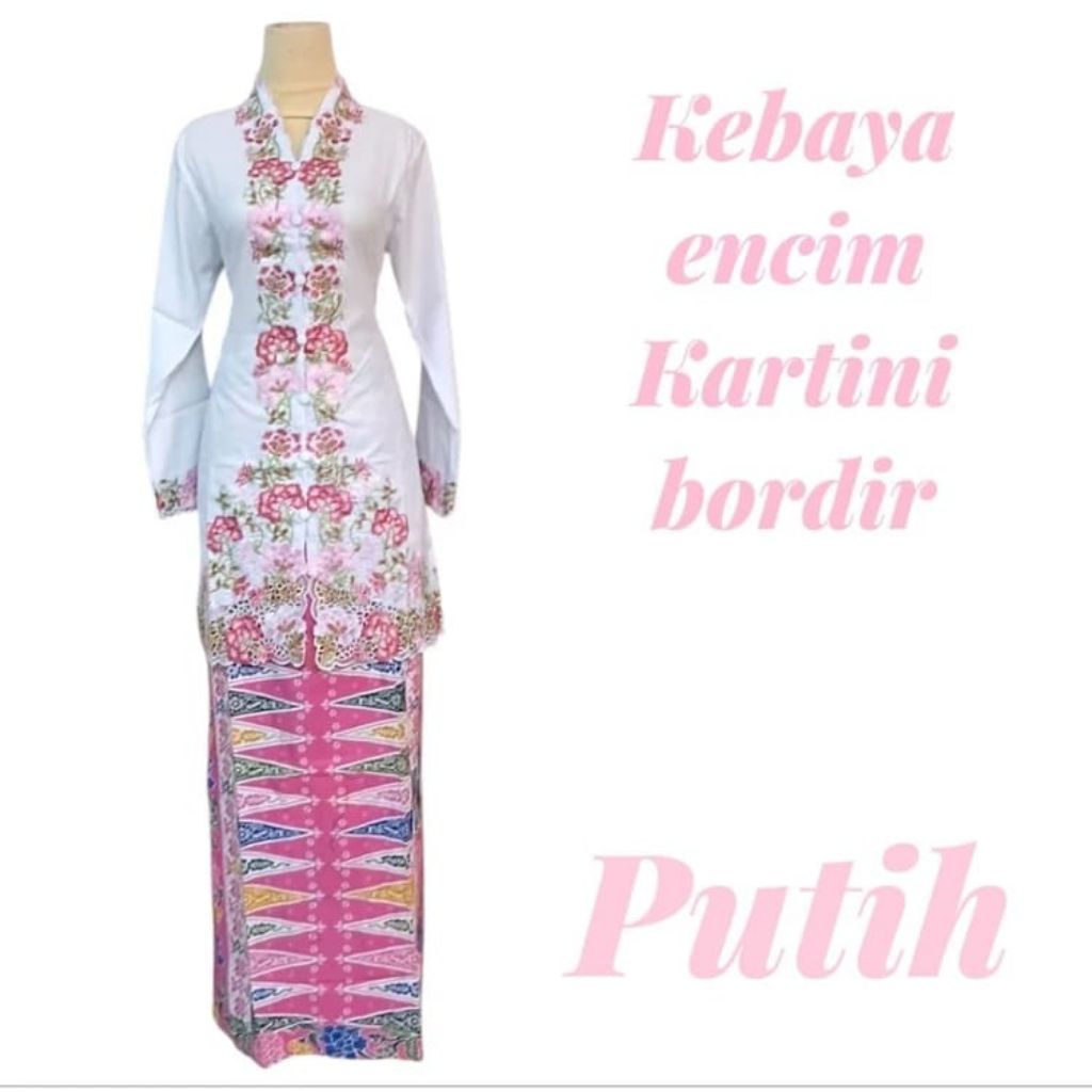 Atasan Kebaya Encim Kartini Bordir Tunik Lengan Panjang