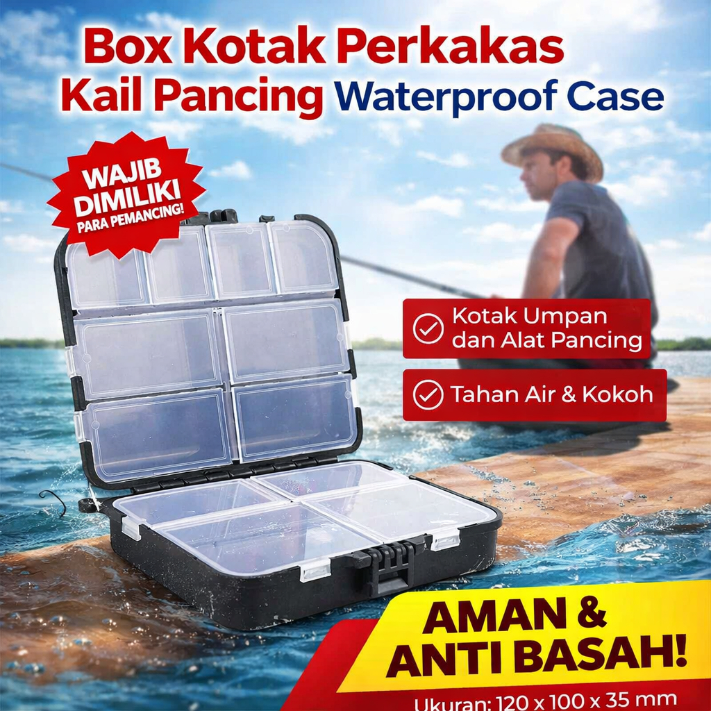 Kotak Pancing Waterproof Box Kail Umpan Alat Pancing Anti Air Kokoh Praktis Serbaguna Murah