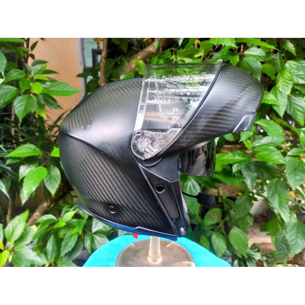 Helm Fullface Modular AGV Sportmodular Carbon Matte Paket Intercom Freedcon R1 (S)