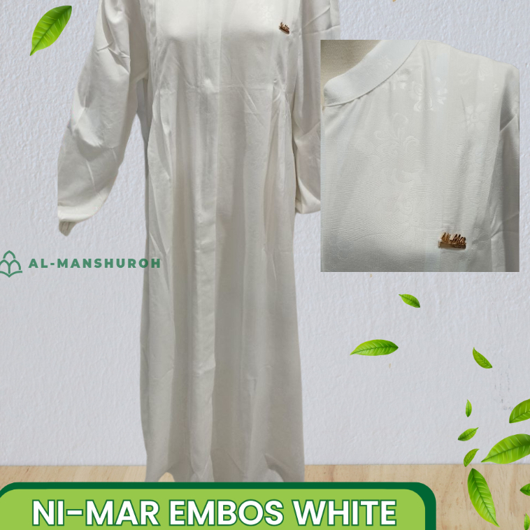 NIMAR ABAYA PUTIH EMBOS  - GAMIS PUTIH - ABAYA PUTIH