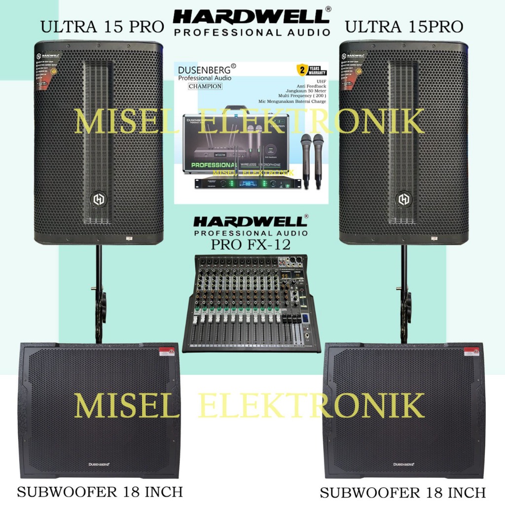 Paket Sound System Outdoor Speaker Aktif 15 Inch Hardwell Ultra 15PRO Subwoofer aktif 18 Inch