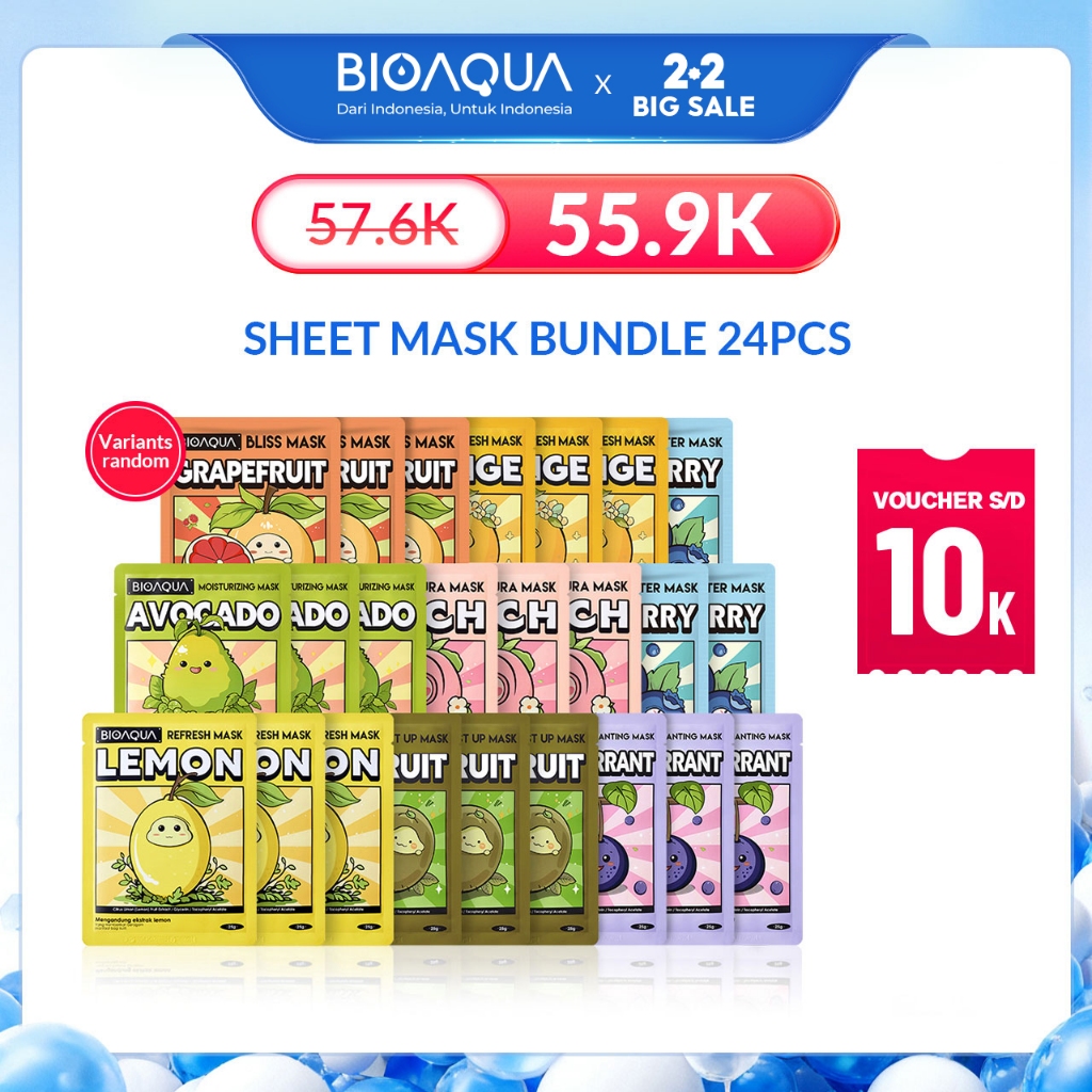 BIOAQUA Sheet Mask Paket Brightening Moisturizing Skin Care Hydrating Essence Face Mask Anti aging M