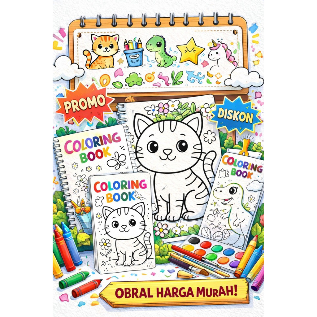 50Lembar Gambar Mewarnai Untuk Anak Dengan Bermacam Gambar Hewan danBuah