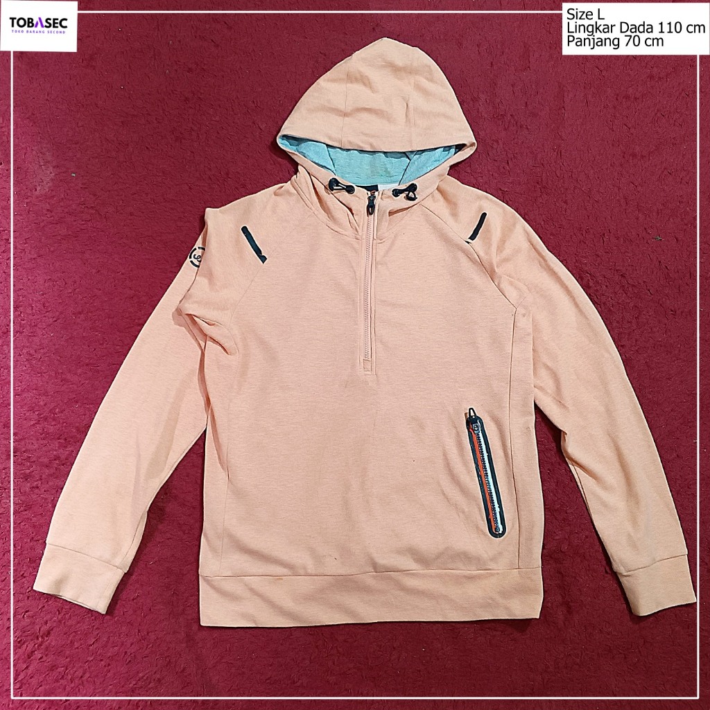 Jacket Hoodie Running Sport Halfzip Prospecs Warna Orange muda Misty Size L