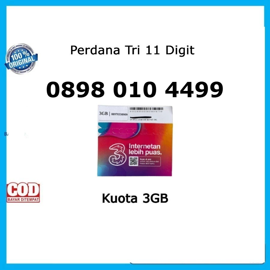Kartu Perdana Tri Cantik Nomor 11 Digit