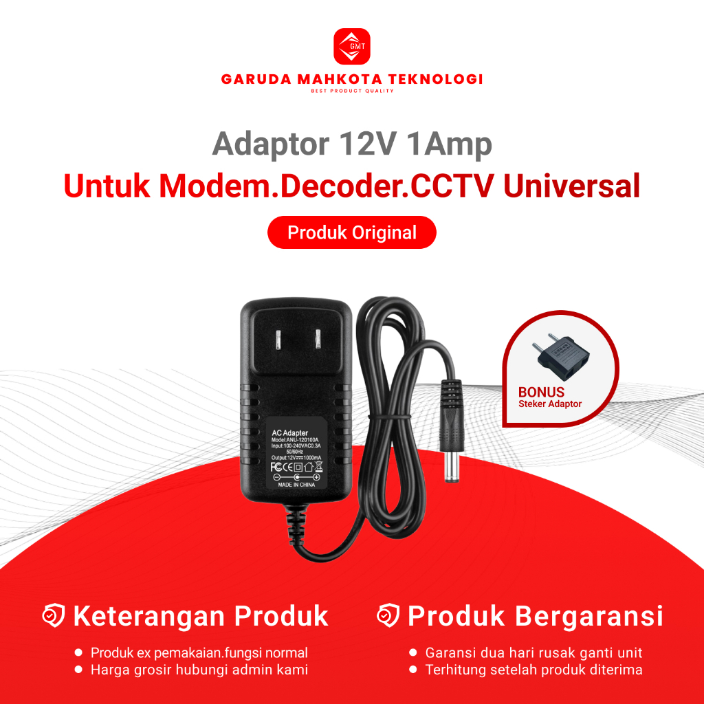 Adaptor 12V-1A Untuk Modem Router STB CCTV DVR HTB Universal Bekas Original