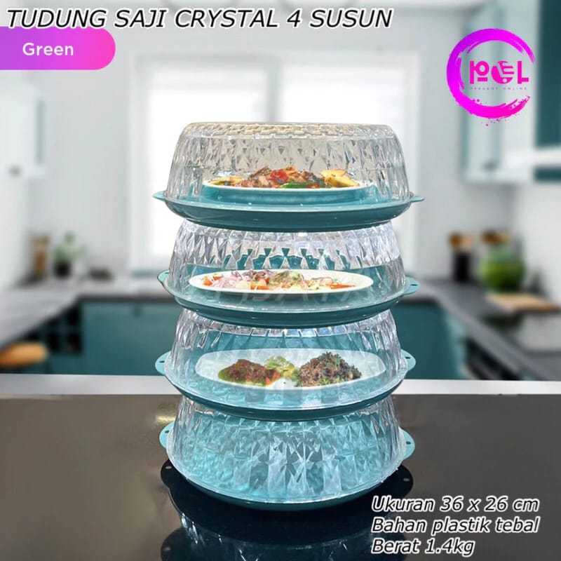 Tudung Saji Crystal 4 Susun | Penutup Makanan Transparan Bertingkat