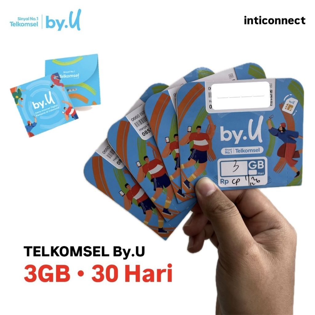 Kartu Perdana byU Telkomsel 3GB Nasional 1 Bulan | Siap Pakai | Fresh