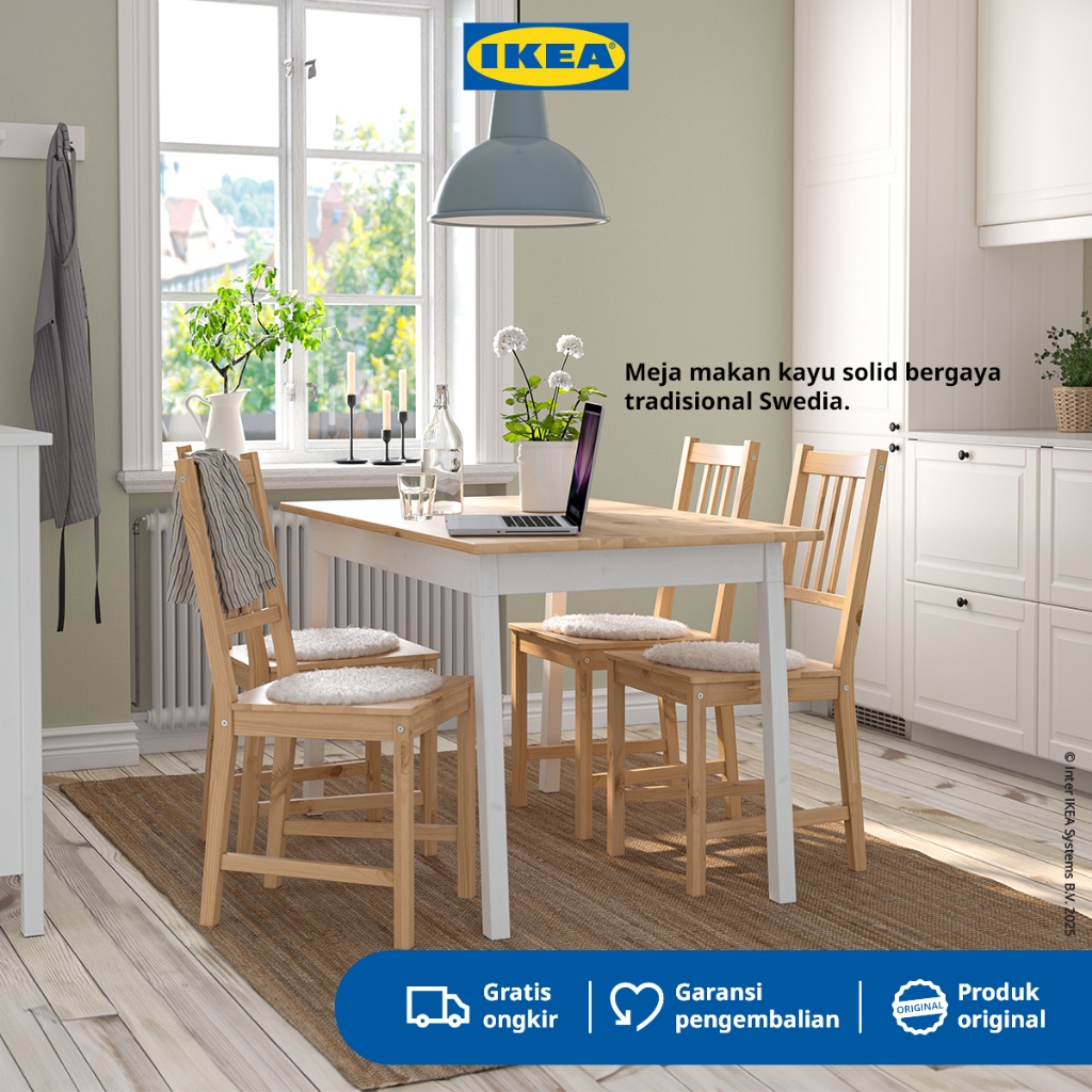 IKEA PINNTORP Meja Makan Minimalis Cokelat/Putih125x75 cm