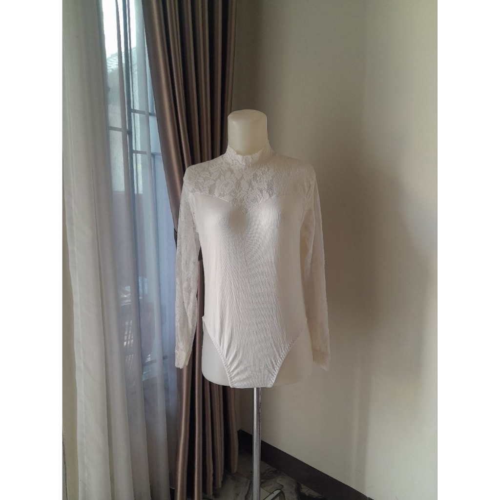 Bodysuit With Lace, Longsleeve Bodysuit With Lace, Bodysuit Brukat Pressbody