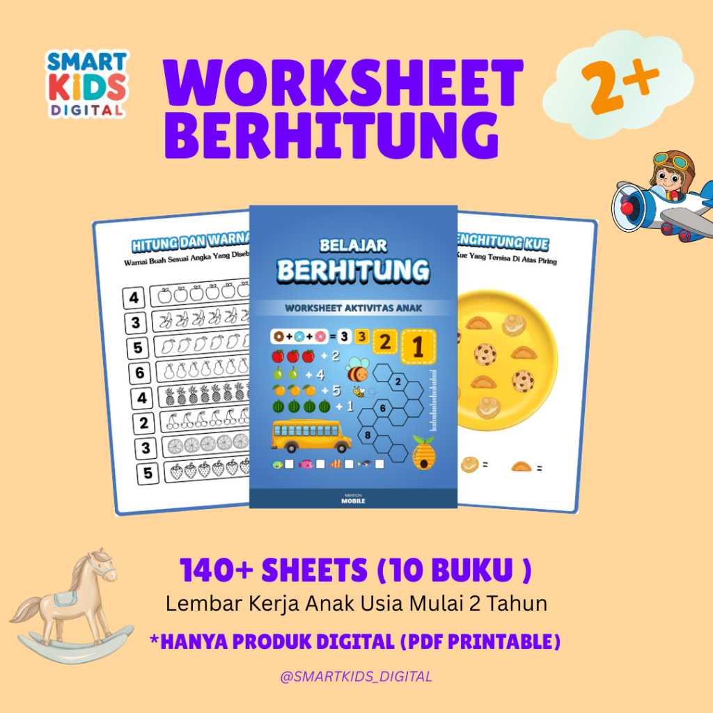 Worksheet Menghitung Untuk Anak 2 Tahun Pra TK PAUD 10 Halaman Printable Lembar Kerja Media Belajar 